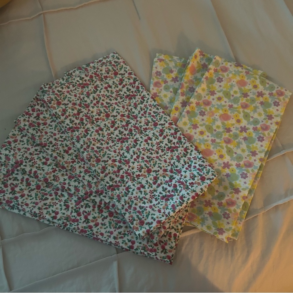 Pier 1 Floral Cotton Napkin - 2 Sets / Pink & Yellow and Pink and Green.